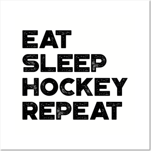Eat Sleep Hockey Repeat Funny Vintage Retro Posters and Art